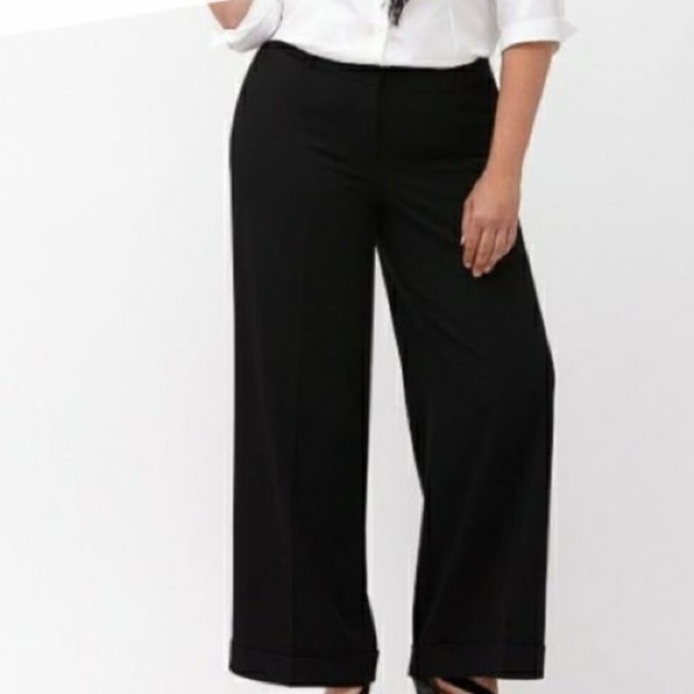 Lane Bryant Plus Sz 24 Black Tailored Stretch Wide Leg The Lena Dress Pants NWT